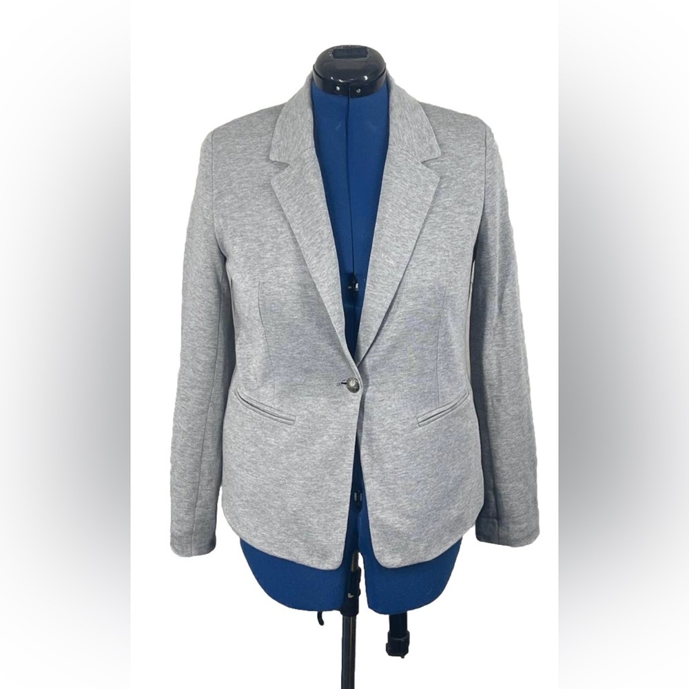Womens Forever 21 One Button Heather Gray Blazer Medium Pockets Notched Lapel